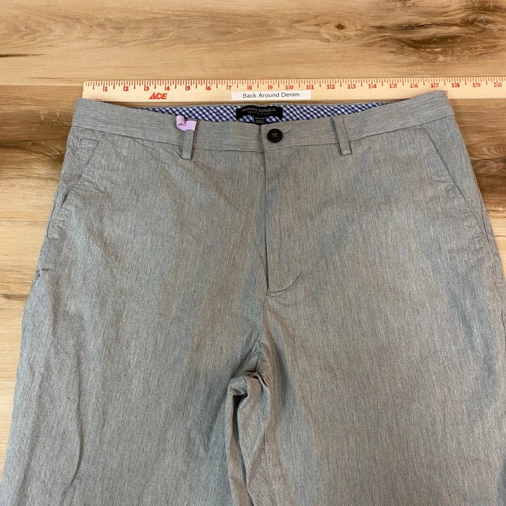 Banana Republic Kentfield Pants Mens 35 x 30 Gray Cotton Blend Casual Straight